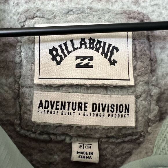 Billabong fuzzy womens button up sweater jacket size small grey and blue - Picture 3 of 5